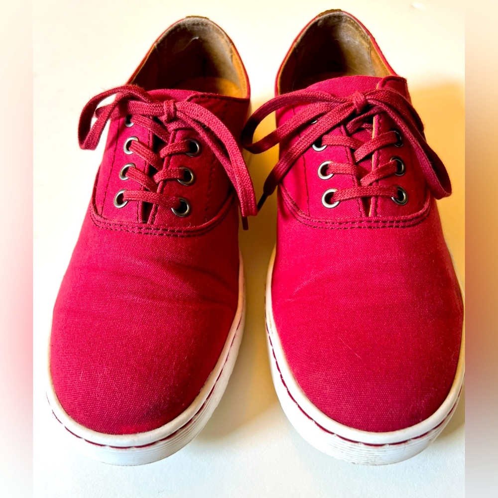 Dr Martens UK 8 Red Canvas low tops